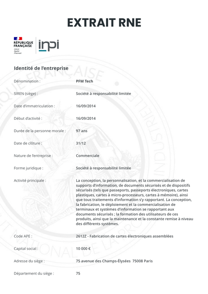 Extrait Rbe France Extrait RNE | Infonet